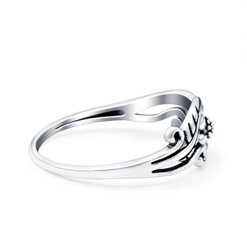 Flower Oxidized Band Solid 925 Sterling Silver Thumb Ring (7mm)